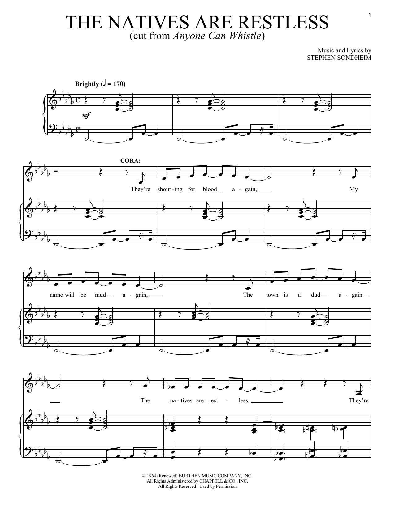 Stephen Sondheim The Natives Are Restless sheet music notes and chords arranged for Piano & Vocal