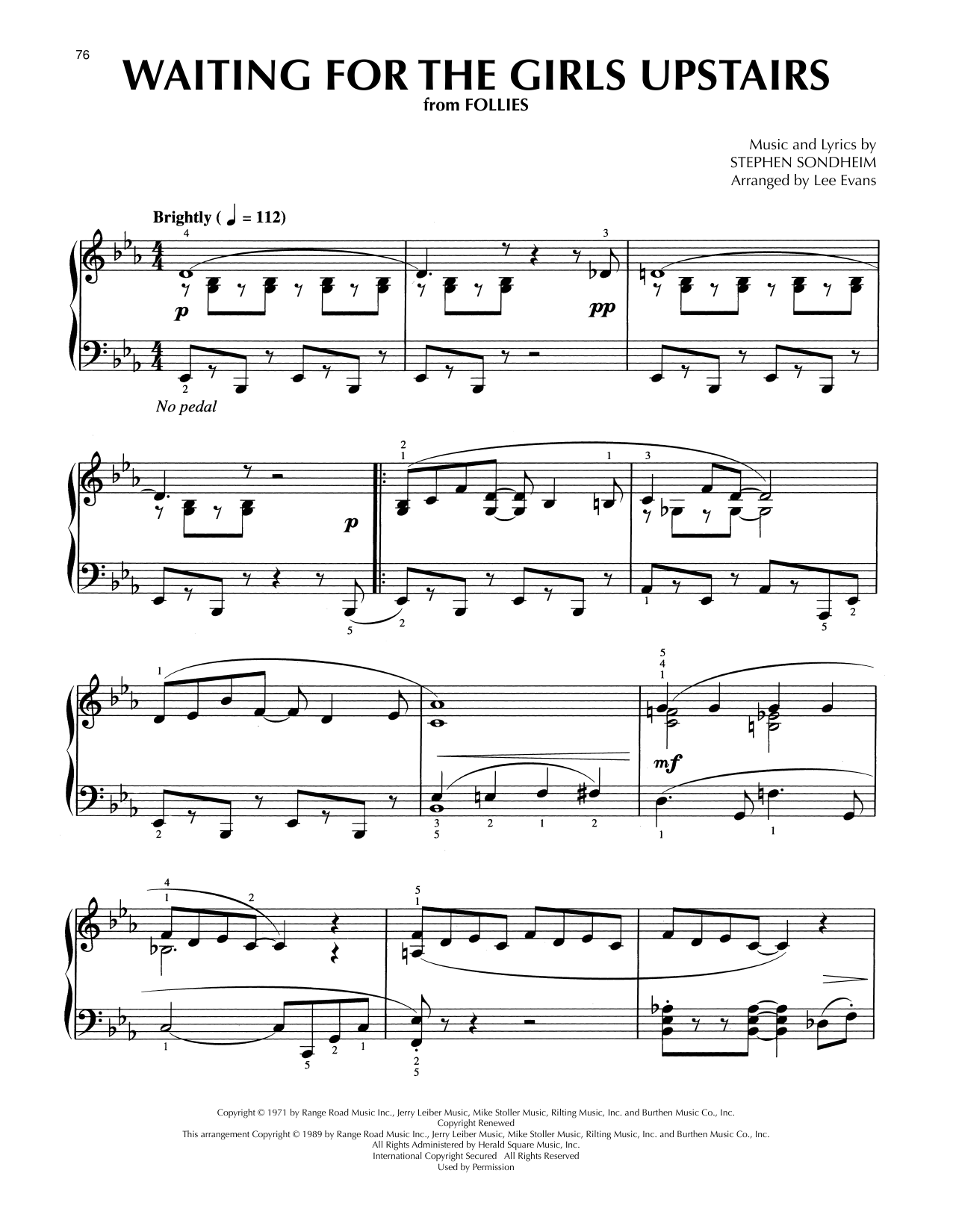 Stephen Sondheim Waiting For The Girls Upstairs (from Follies) (arr. Lee Evans) sheet music notes and chords arranged for Piano Solo