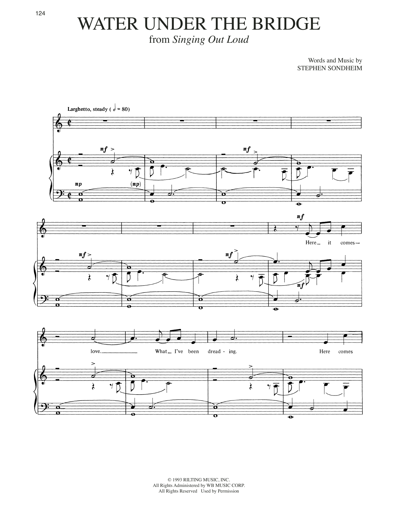 Stephen Sondheim Water Under The Bridge sheet music notes and chords arranged for Piano & Vocal