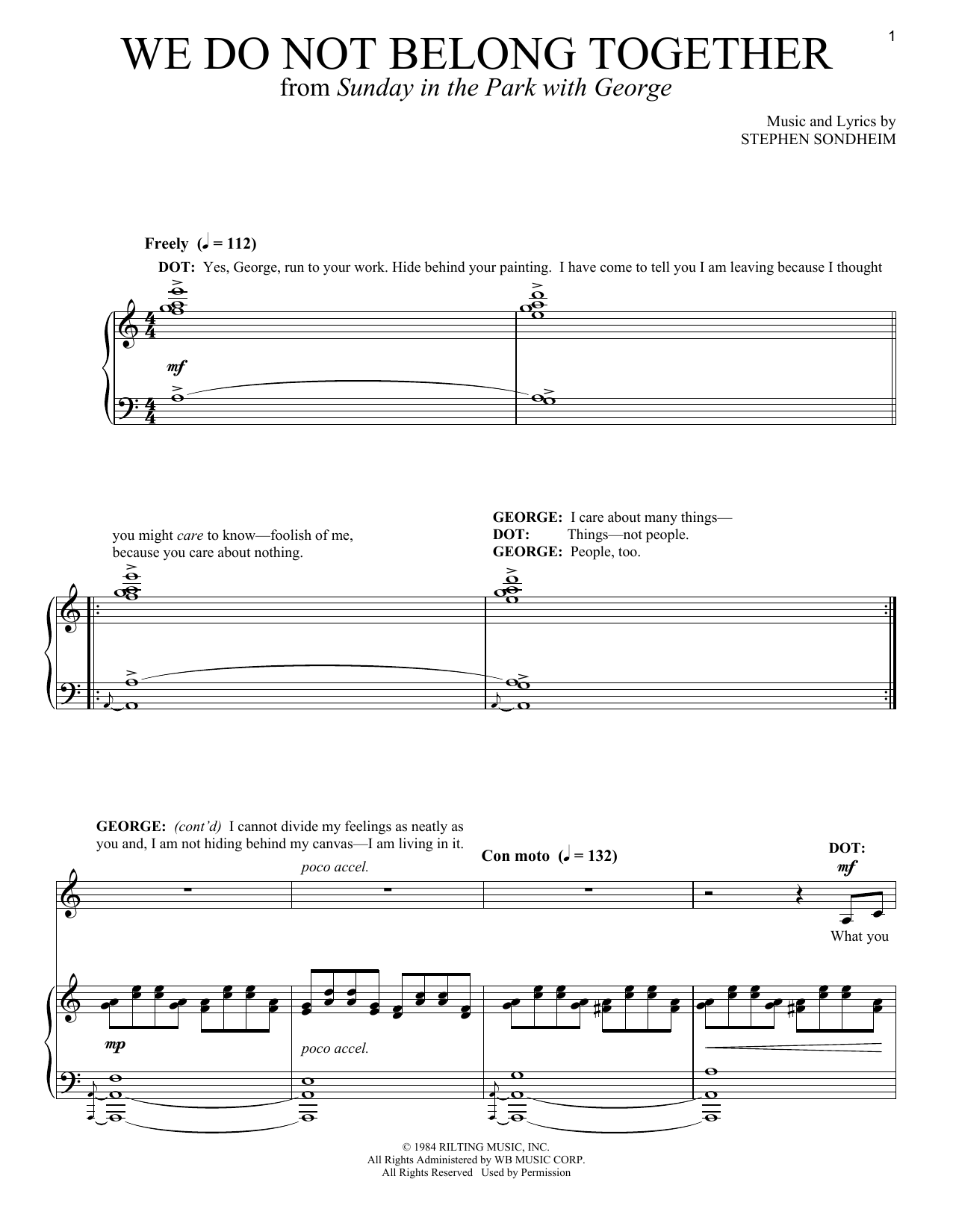 Stephen Sondheim We Do Not Belong Together sheet music notes and chords arranged for Piano & Vocal
