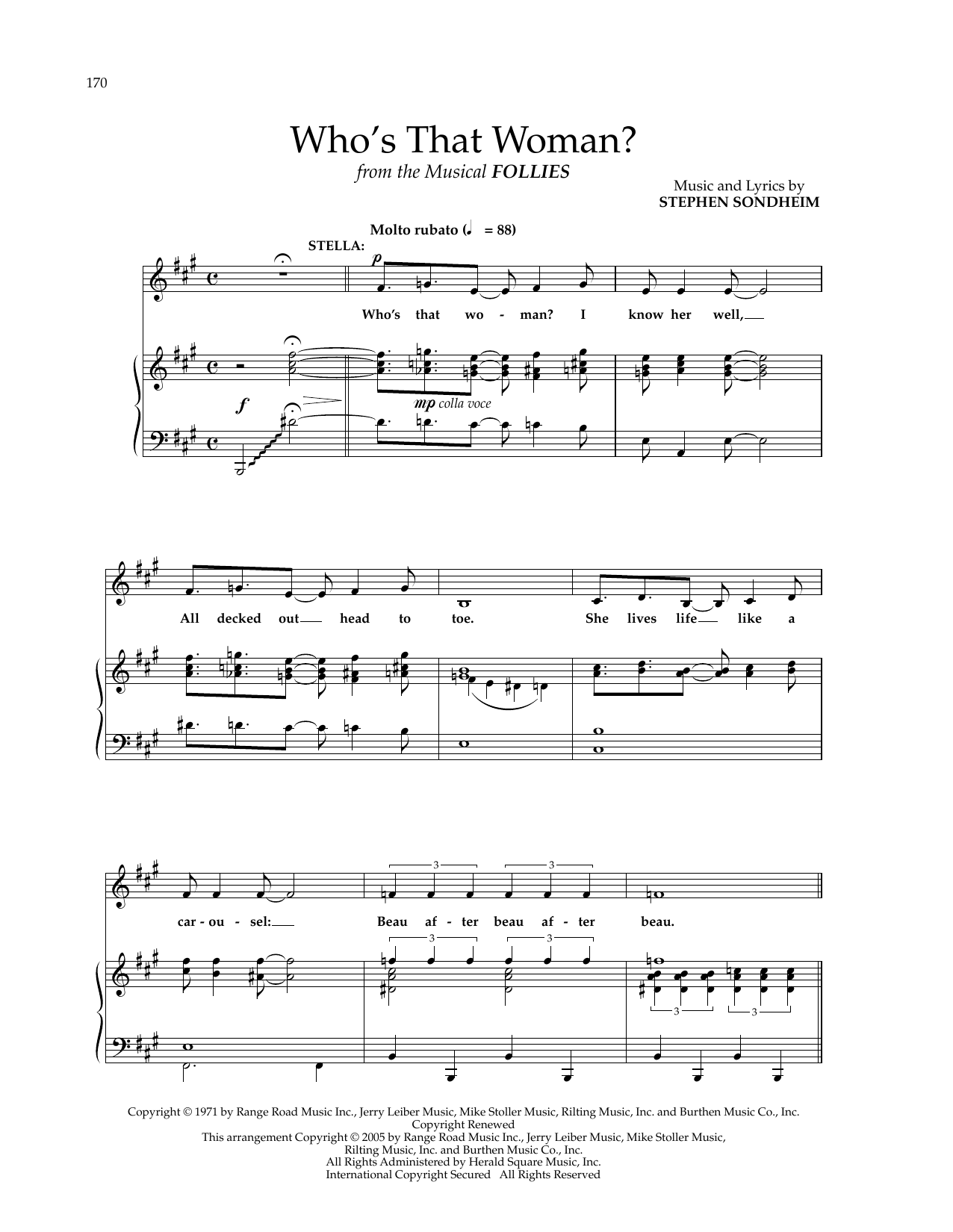 Stephen Sondheim Who's That Woman? (from Follies) sheet music notes and chords arranged for Piano & Vocal