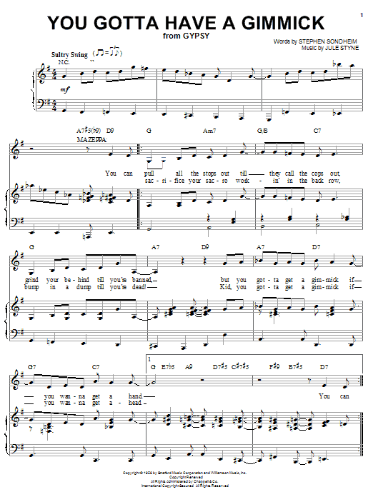 Stephen Sondheim You Gotta Have A Gimmick sheet music notes and chords arranged for Piano & Vocal