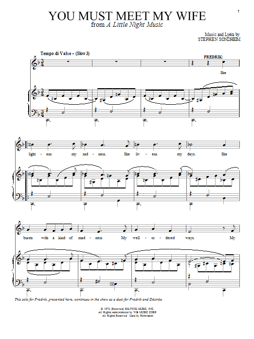 Stephen Sondheim You Must Meet My Wife sheet music notes and chords arranged for Piano & Vocal