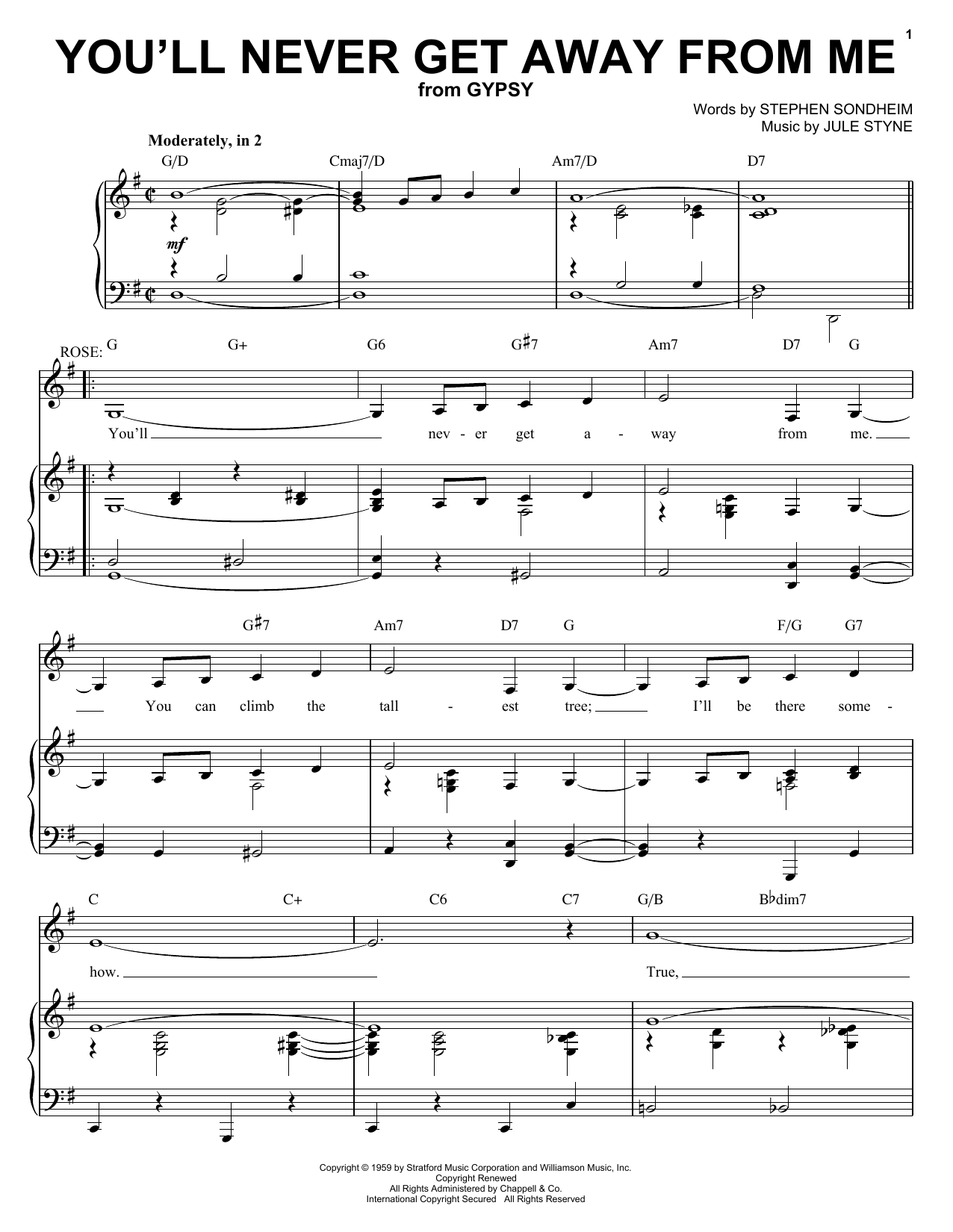 Stephen Sondheim You'll Never Get Away From Me sheet music notes and chords arranged for Piano & Vocal