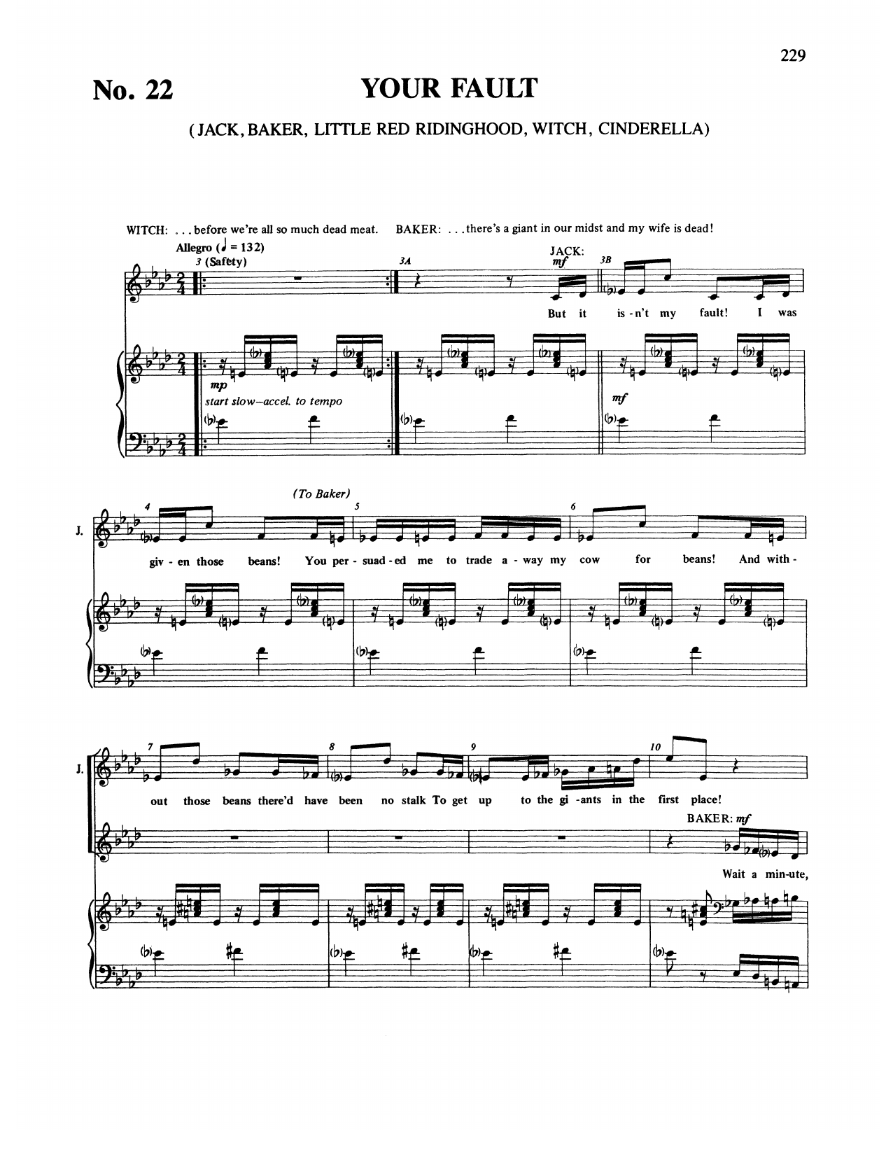 Stephen Sondheim Your Fault (from Into The Woods) sheet music notes and chords arranged for Piano & Vocal