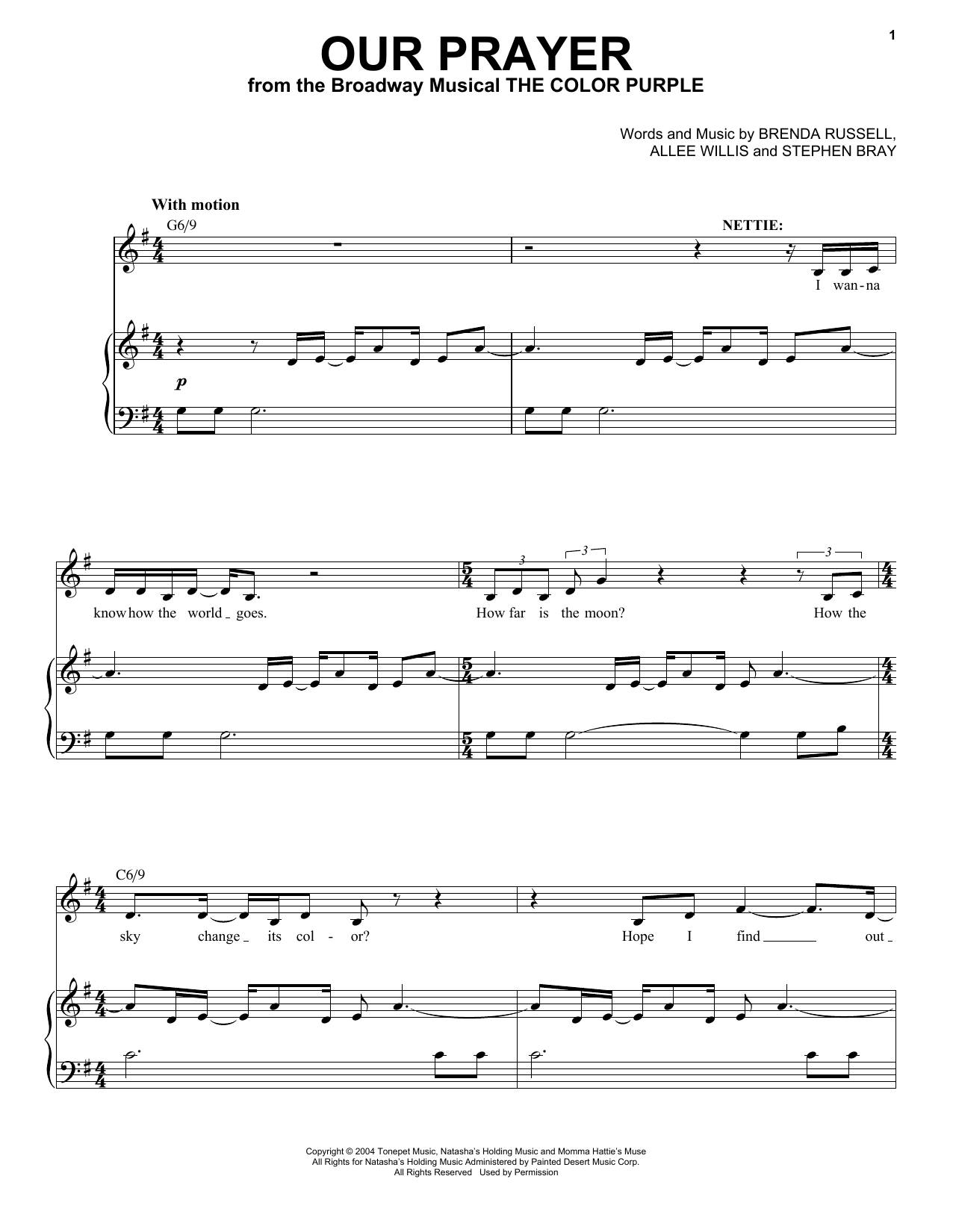 Stephen Bray Our Prayer sheet music notes and chords arranged for Piano & Vocal