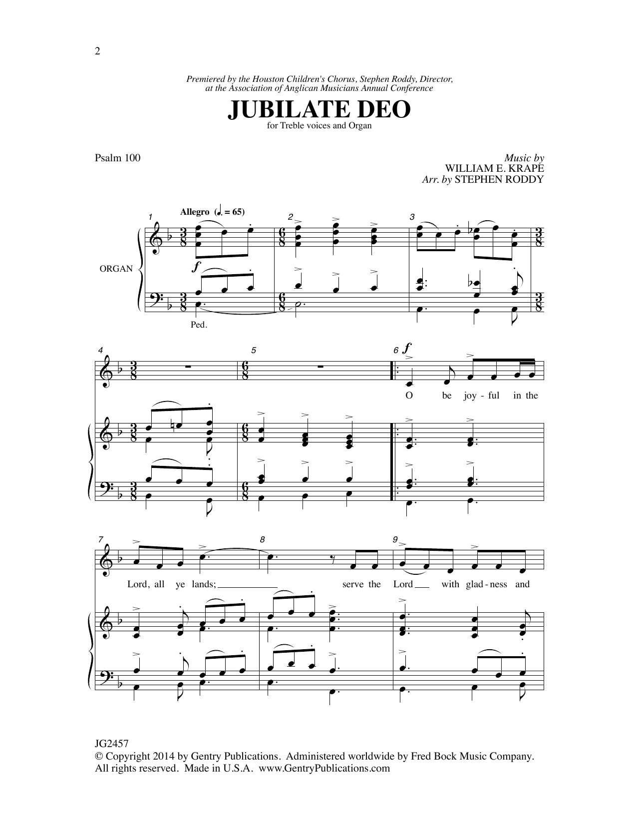 Stephen Roddy Jubilate Deo sheet music notes and chords arranged for 2-Part Choir