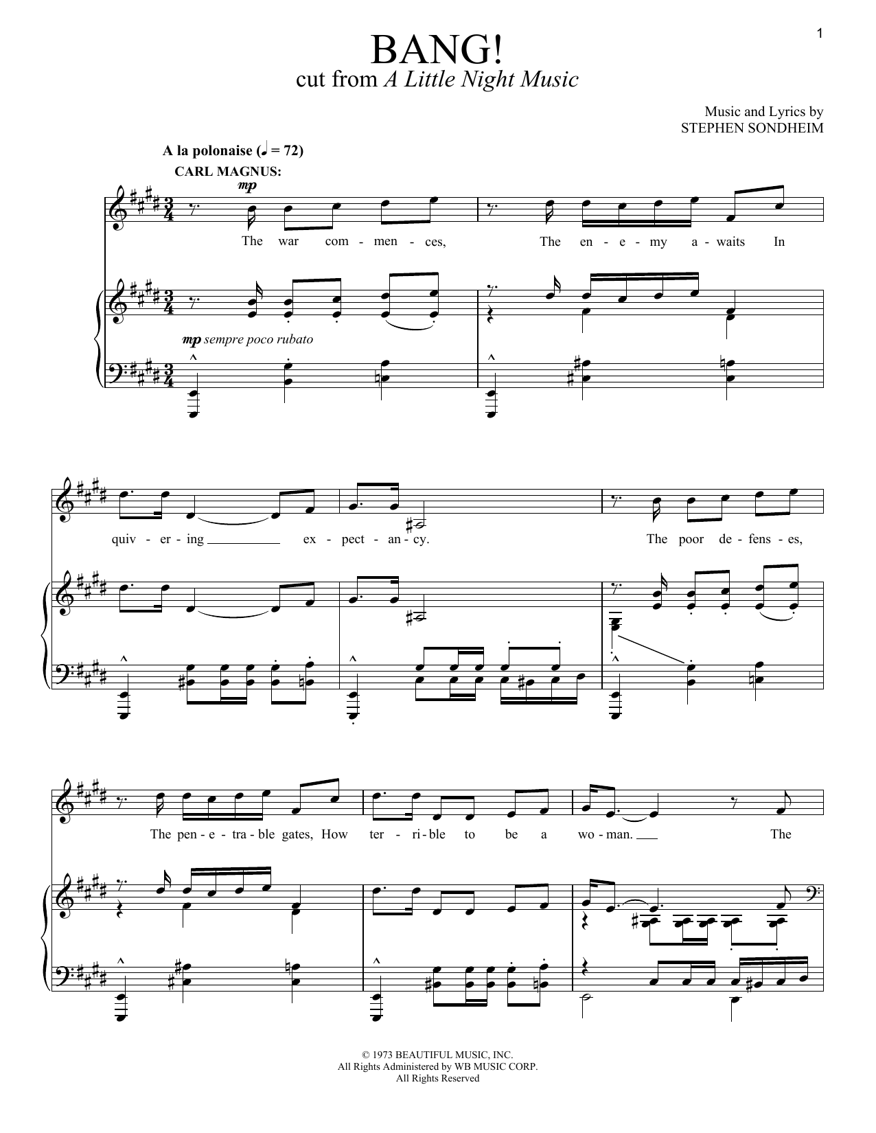 Stephen Sondheim Bang! sheet music notes and chords. Download Printable PDF.