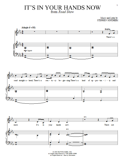 Stephen Sondheim It's In Your Hands Now sheet music notes and chords arranged for Piano & Vocal