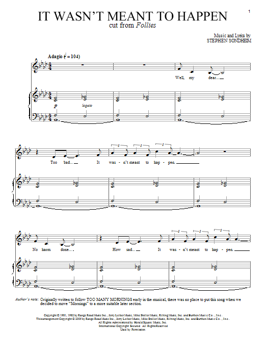 Stephen Sondheim It Wasn't Meant To Happen sheet music notes and chords arranged for Piano & Vocal