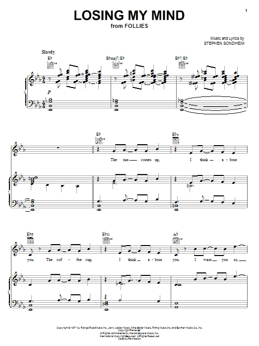 Stephen Sondheim Losing My Mind sheet music notes and chords. Download Printable PDF.