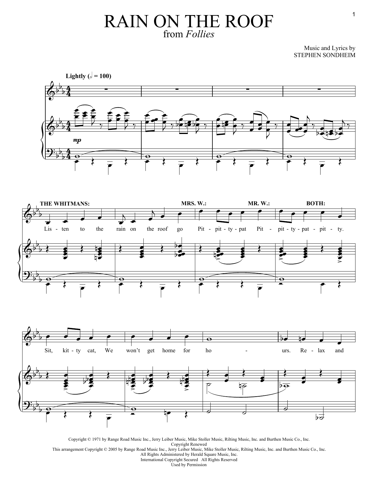Stephen Sondheim Rain On The Roof (from Follies) sheet music notes and chords. Download Printable PDF.