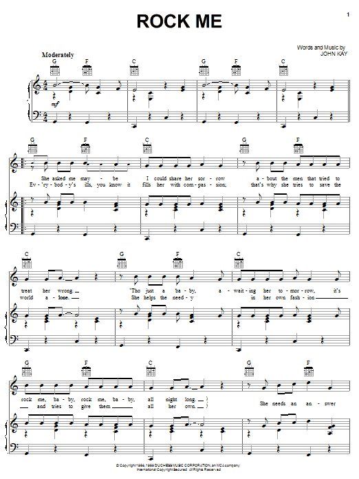 Steppenwolf Rock Me sheet music notes and chords arranged for Easy Guitar