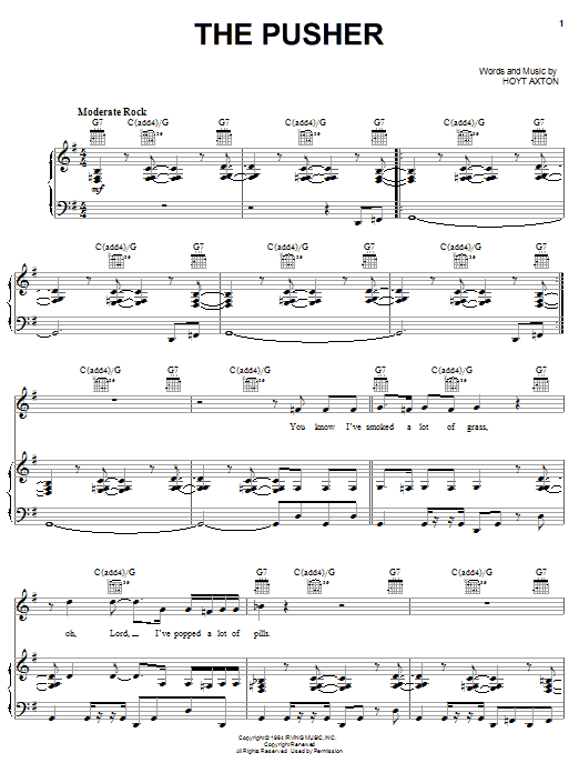 Steppenwolf The Pusher sheet music notes and chords arranged for Guitar Chords/Lyrics