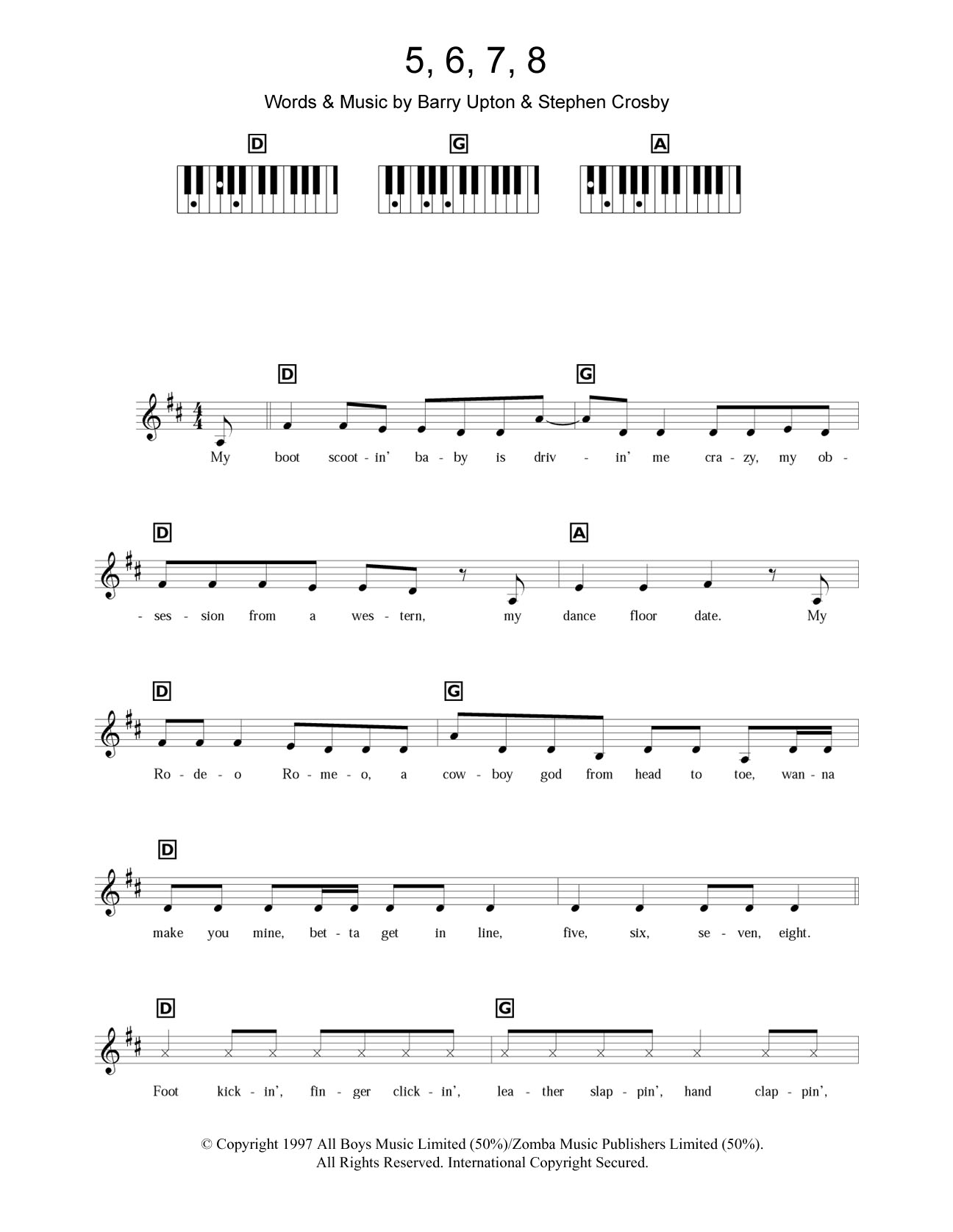 Steps 5, 6, 7, 8 sheet music notes and chords arranged for Piano, Vocal & Guitar Chords
