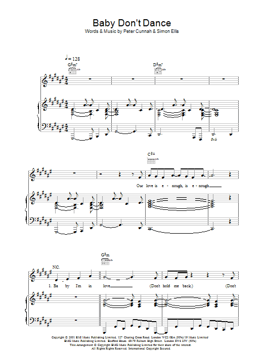 Steps Baby Don't Dance sheet music notes and chords arranged for Piano, Vocal & Guitar Chords