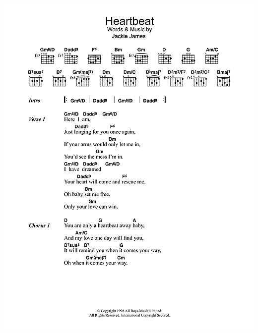 Steps Heartbeat sheet music notes and chords arranged for Guitar Chords/Lyrics