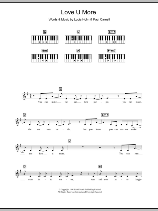 Steps Love U More sheet music notes and chords arranged for Piano, Vocal & Guitar Chords