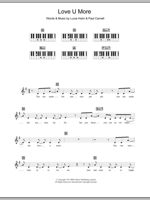 Steps Love U More sheet music notes and chords arranged for Piano Chords/Lyrics