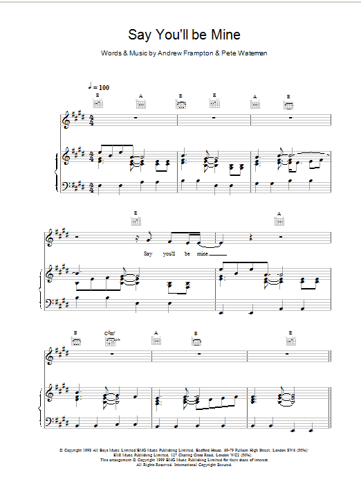 Steps Say Youll Be Mine sheet music notes and chords arranged for Piano, Vocal & Guitar Chords