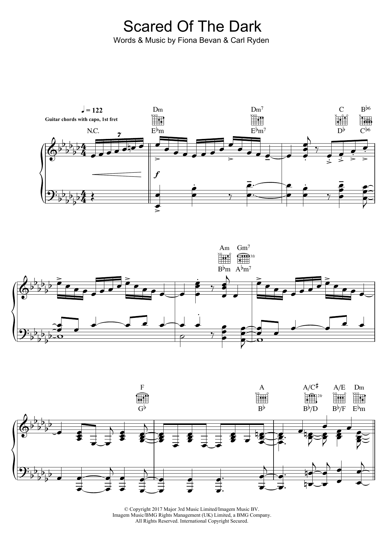 Steps Scared of the Dark sheet music notes and chords arranged for Piano, Vocal & Guitar Chords
