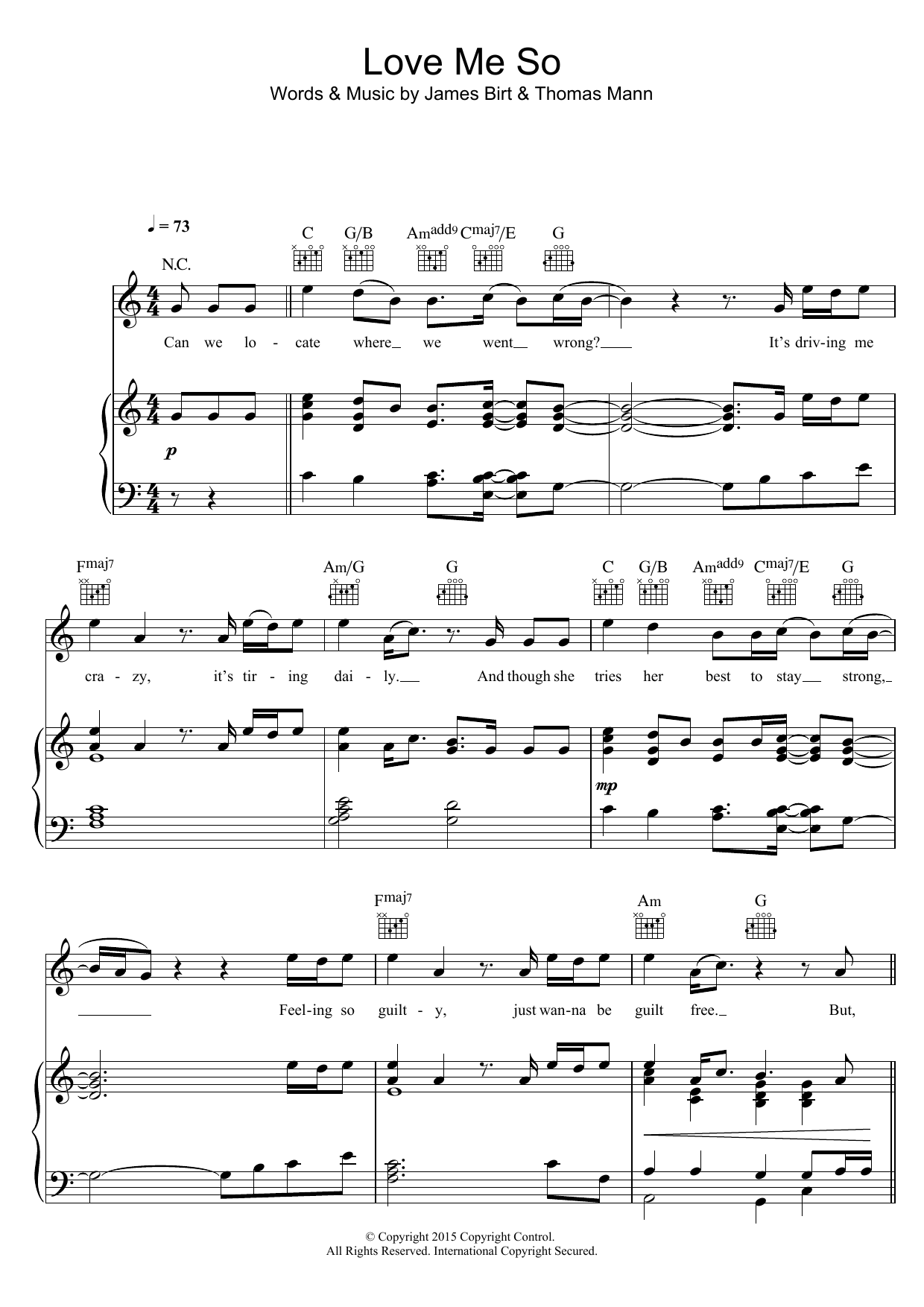 Stereo Kicks Love Me So sheet music notes and chords arranged for Piano, Vocal & Guitar Chords