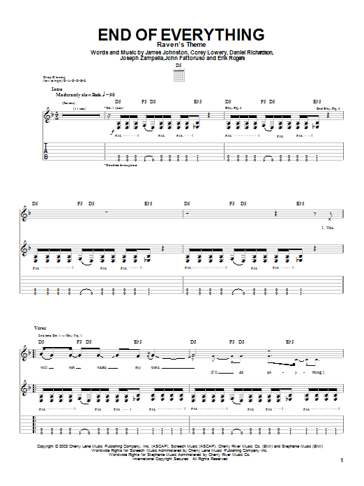 Stereomud End Of Everything sheet music notes and chords arranged for Guitar Tab