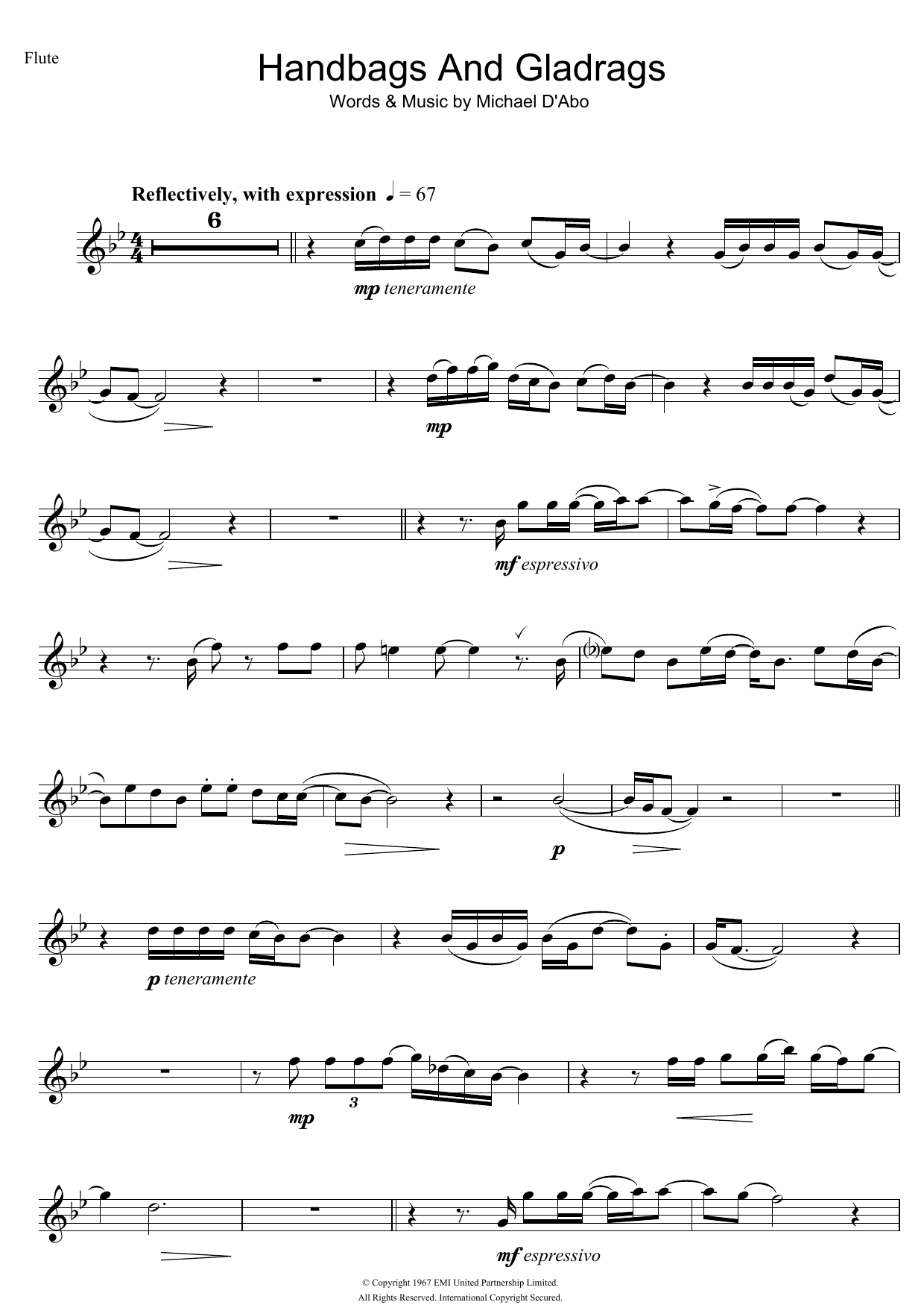 Stereophonics Handbags And Gladrags sheet music notes and chords arranged for Clarinet Solo
