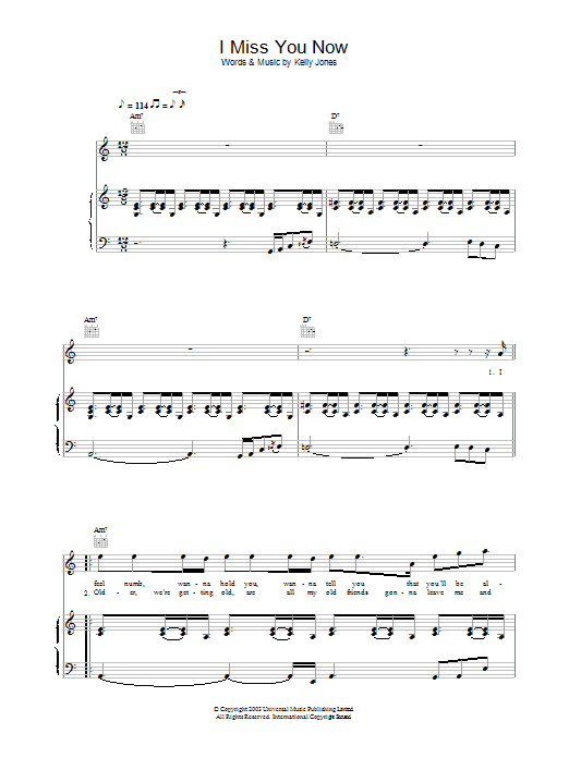 Stereophonics I Miss You Now sheet music notes and chords. Download Printable PDF.