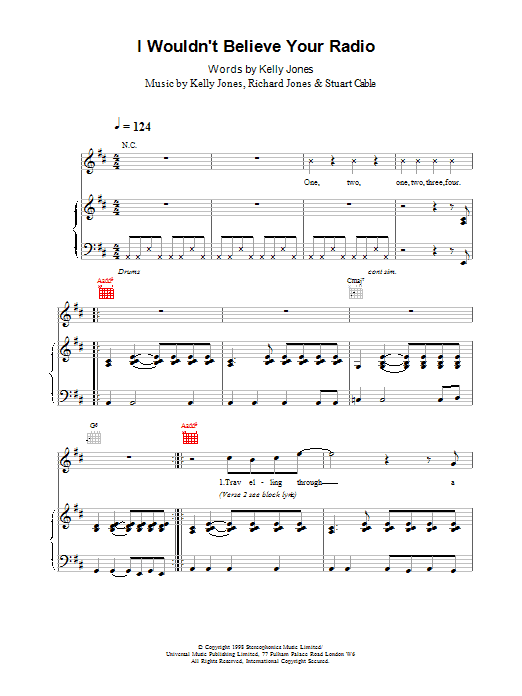 Stereophonics I Wouldn't Believe Your Radio sheet music notes and chords. Download Printable PDF.