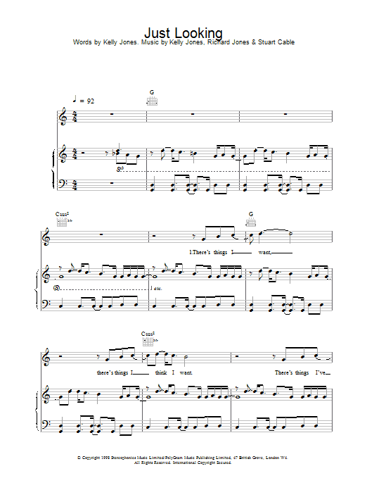 Stereophonics Just Looking sheet music notes and chords arranged for Guitar Tab