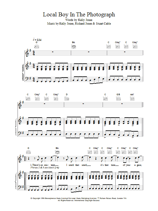 Stereophonics Local Boy In The Photograph sheet music notes and chords arranged for Guitar Tab
