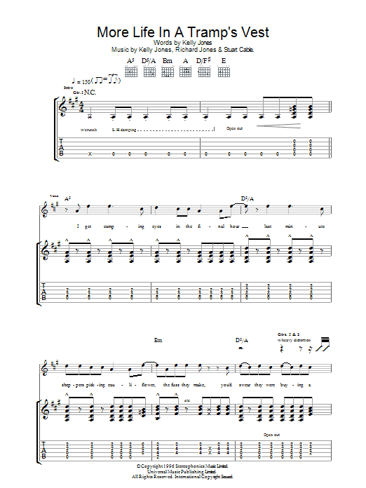 Stereophonics More Life In A Tramp's Vest sheet music notes and chords arranged for Guitar Chords/Lyrics