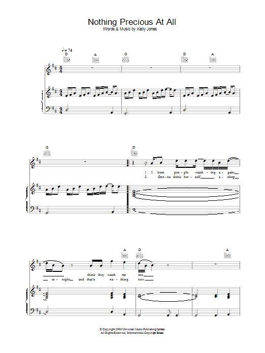 Stereophonics Nothing Precious At All sheet music notes and chords. Download Printable PDF.