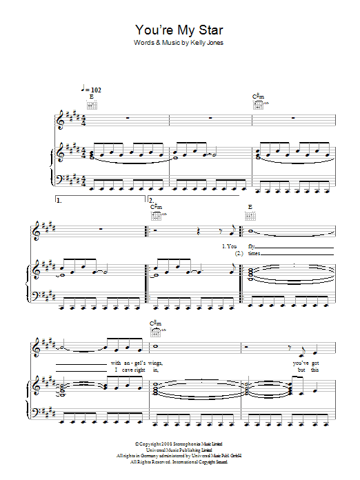 Stereophonics You're My Star sheet music notes and chords arranged for Piano, Vocal & Guitar Chords