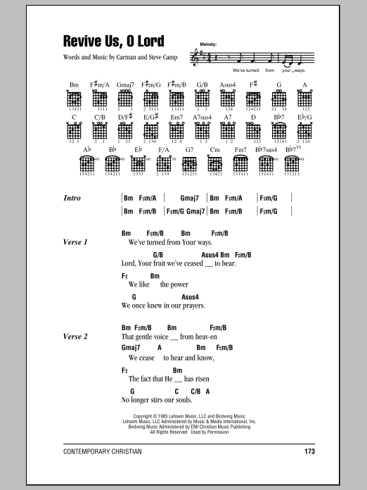 Steve Camp Revive Us, O Lord sheet music notes and chords arranged for Guitar Chords/Lyrics