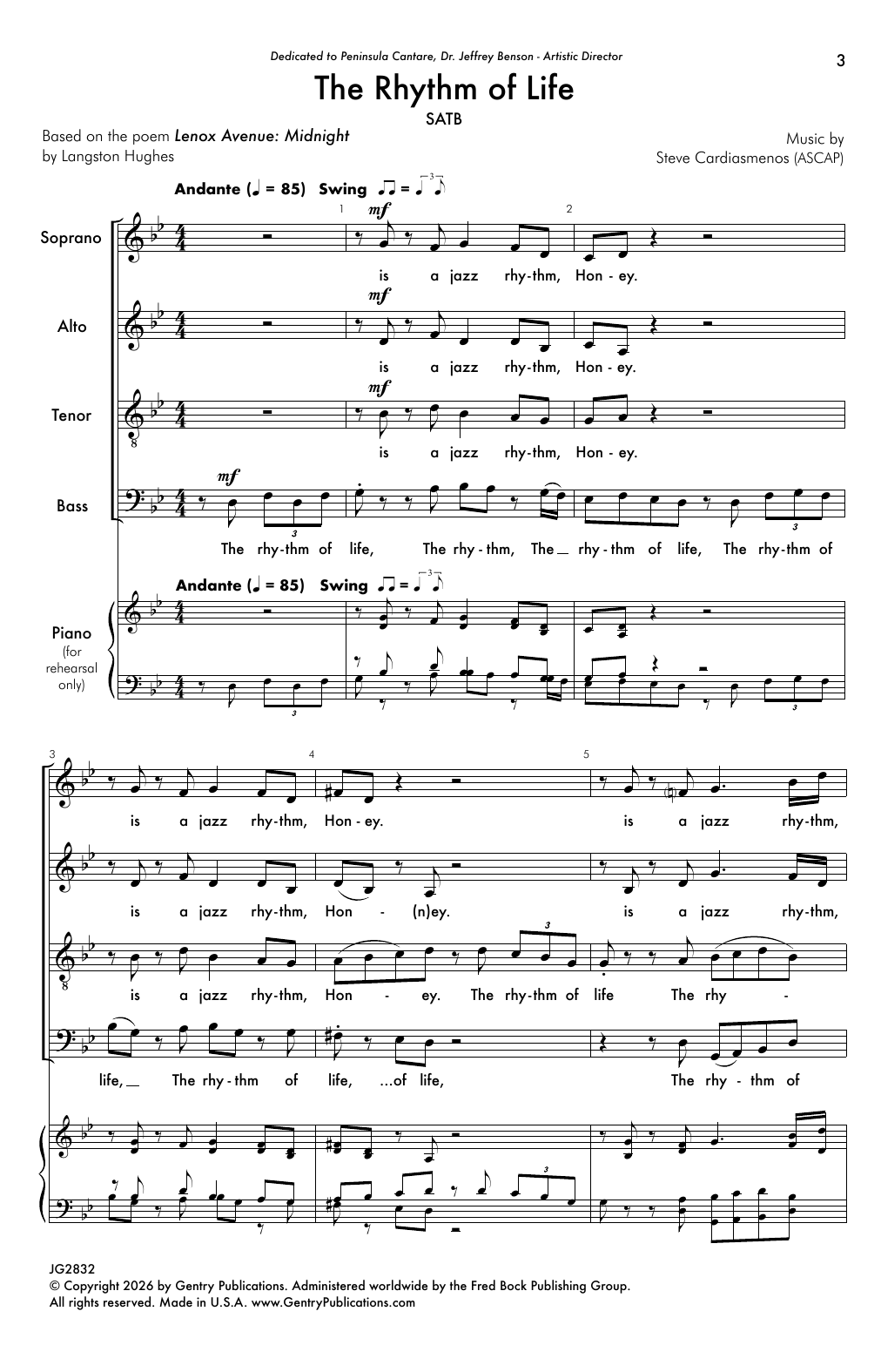 Steve Cardiasmenos The Rhythm Of Life sheet music notes and chords arranged for SATB Choir