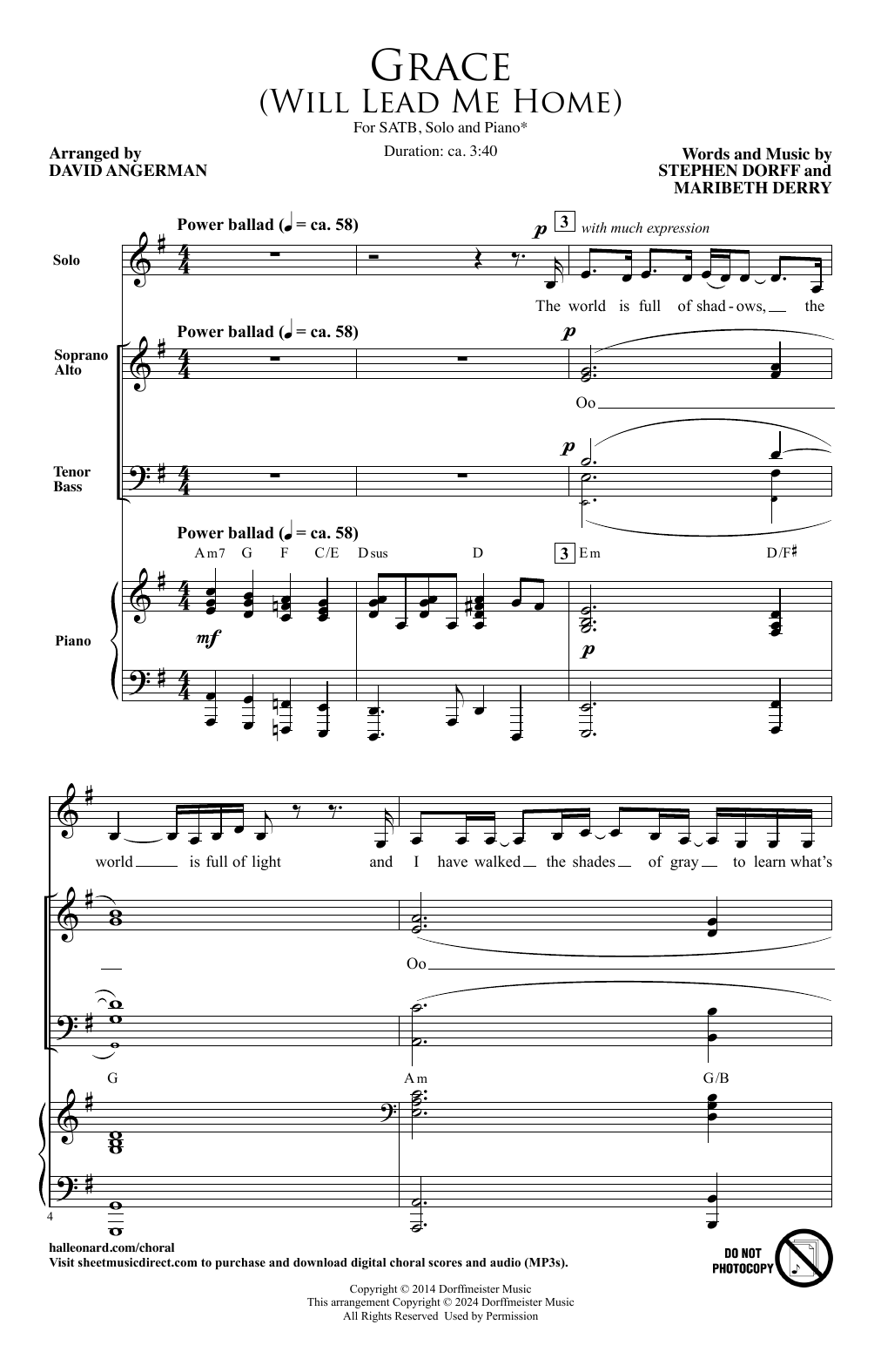 Steve Dorff and Maribeth Derry Grace (Will Lead Me Home) (arr. David Angerman) sheet music notes and chords arranged for SATB Choir