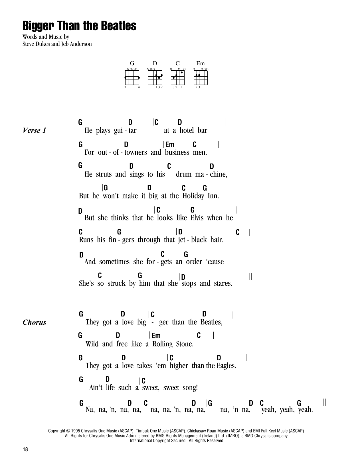 Steve Dukes Bigger Than The Beatles sheet music notes and chords arranged for Guitar Chords/Lyrics