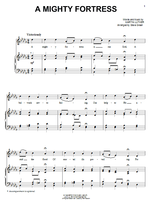 Steve Green A Mighty Fortress sheet music notes and chords arranged for Piano, Vocal & Guitar Chords (Right-Hand Melody)
