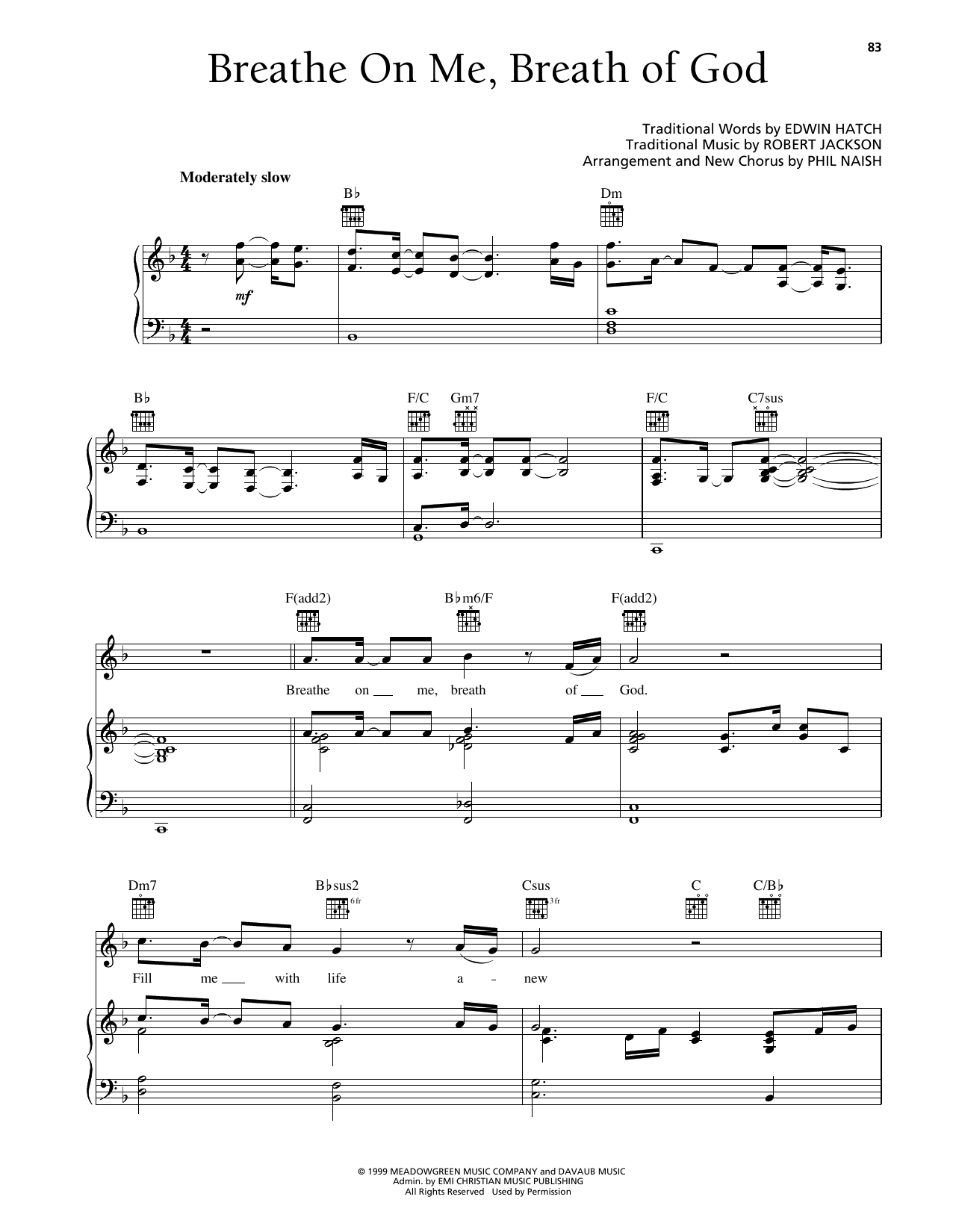 Steve Green Breathe On Me, Breath Of God sheet music notes and chords arranged for Piano, Vocal & Guitar Chords (Right-Hand Melody)