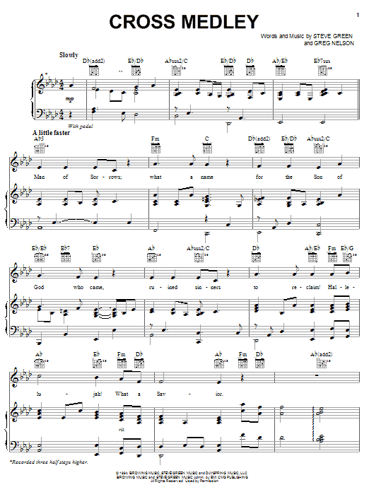 Steve Green Cross Medley sheet music notes and chords arranged for Piano, Vocal & Guitar Chords (Right-Hand Melody)