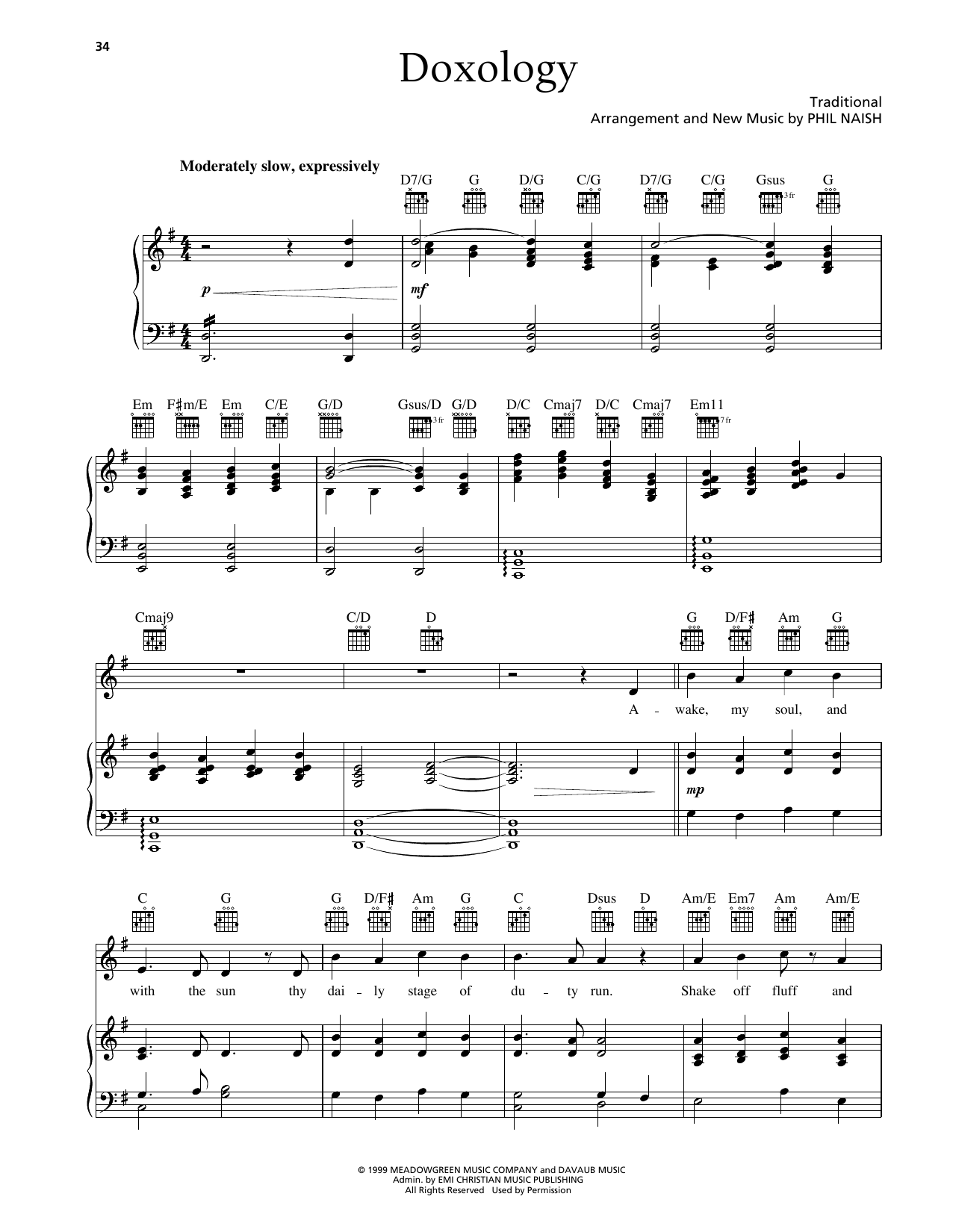 Steve Green Doxology sheet music notes and chords arranged for Piano, Vocal & Guitar Chords (Right-Hand Melody)