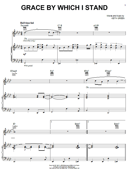 Steve Green Grace By Which I Stand sheet music notes and chords arranged for Piano, Vocal & Guitar Chords (Right-Hand Melody)