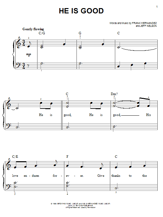 Steve Green He Is Good sheet music notes and chords arranged for Big Note Piano