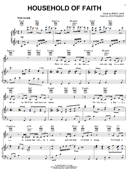 Steve Green Household Of Faith sheet music notes and chords arranged for Piano Solo