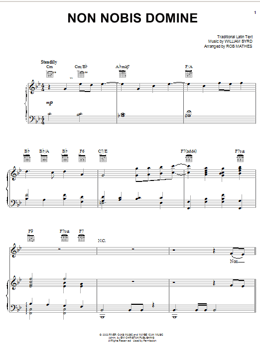 Steve Green Non Nobis Domine sheet music notes and chords arranged for Piano, Vocal & Guitar Chords (Right-Hand Melody)