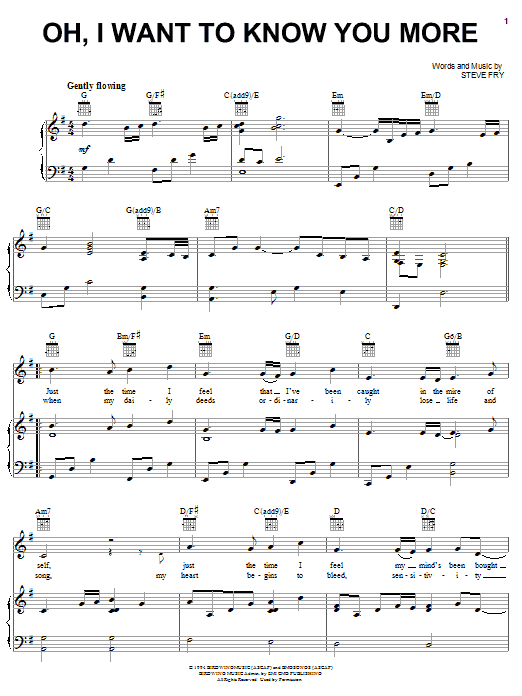 Steve Green Oh, I Want To Know You More sheet music notes and chords arranged for Piano, Vocal & Guitar Chords (Right-Hand Melody)