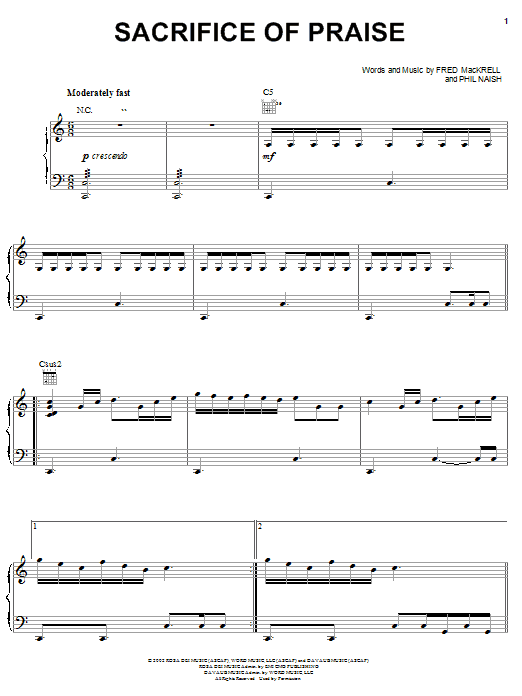 Steve Green Sacrifice Of Praise sheet music notes and chords arranged for Piano, Vocal & Guitar Chords (Right-Hand Melody)