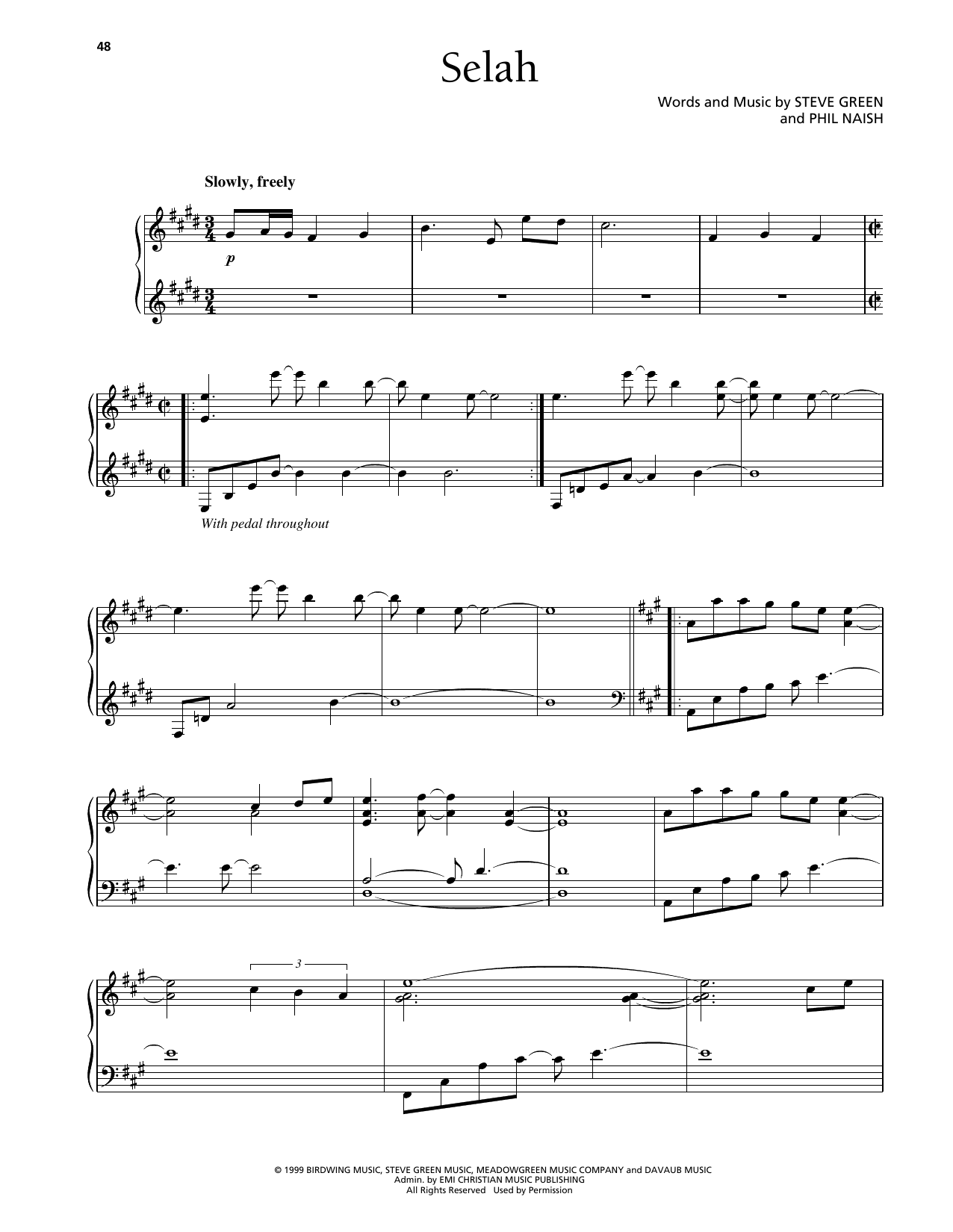 Steve Green Selah sheet music notes and chords arranged for Piano Solo
